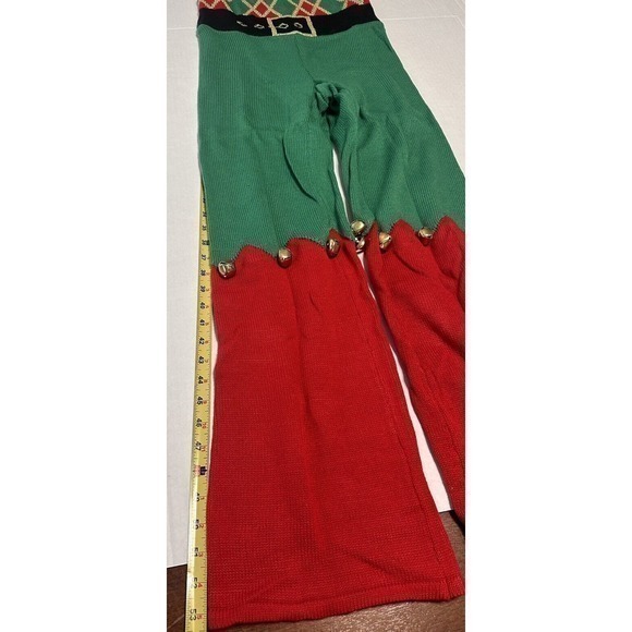 It’s Our Time Holiday Sleeveless Jumpsuit Size Small Red green White Bells Bow - Picture 13 of 16